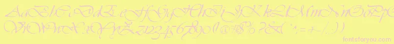 Vivacs-Schriftart – Rosa Schriften auf gelbem Hintergrund