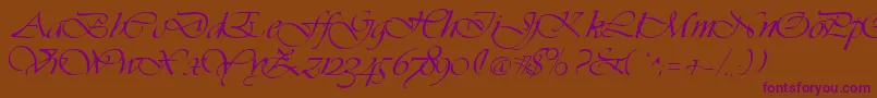 Vivacs-Schriftart – Violette Schriften auf braunem Hintergrund