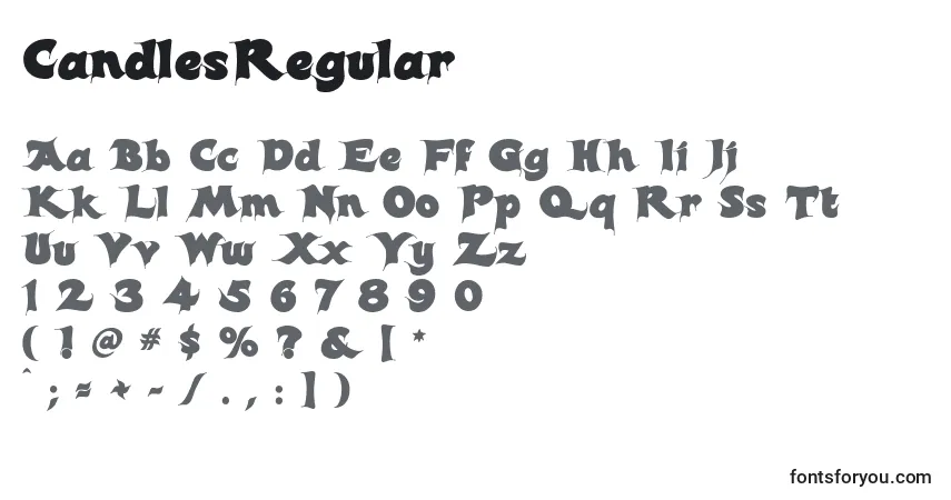 A fonte CandlesRegular – alfabeto, números, caracteres especiais