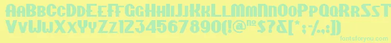 フォントChippewafallsnf – 黄色い背景に緑の文字
