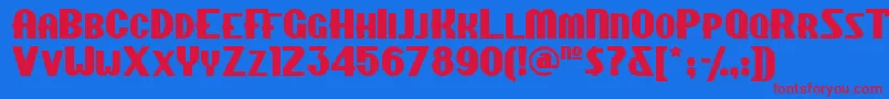 フォントChippewafallsnf – 赤い文字の青い背景