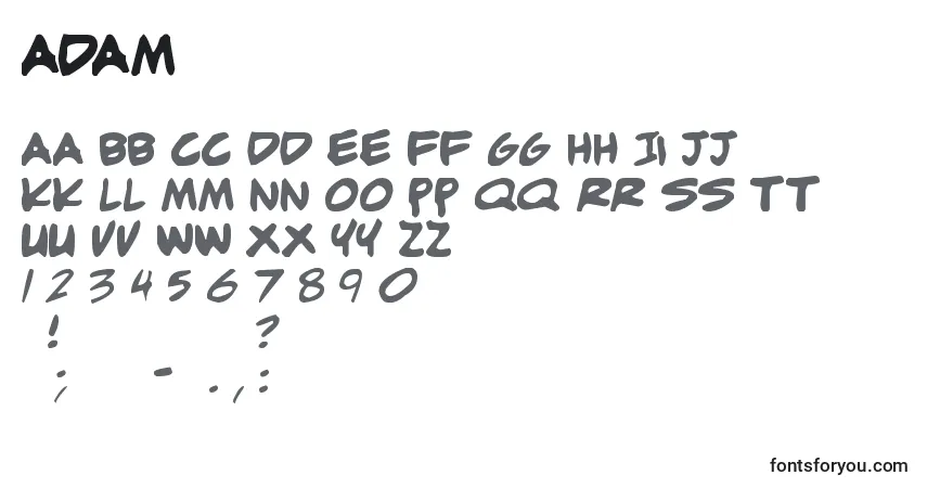 Шрифт Adam (50183) – алфавит, цифры, специальные символы