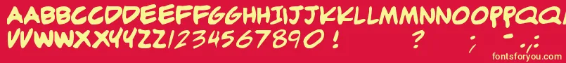 Adam Font – Yellow Fonts on Red Background