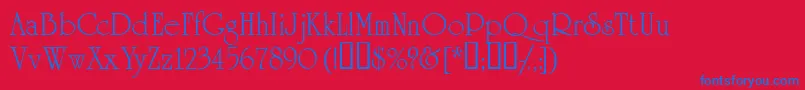 Academiassk Font – Blue Fonts on Red Background