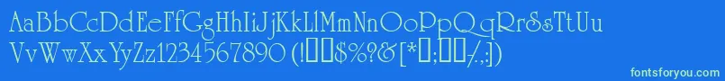 Academiassk Font – Green Fonts on Blue Background