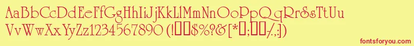 Academiassk Font – Red Fonts on Yellow Background