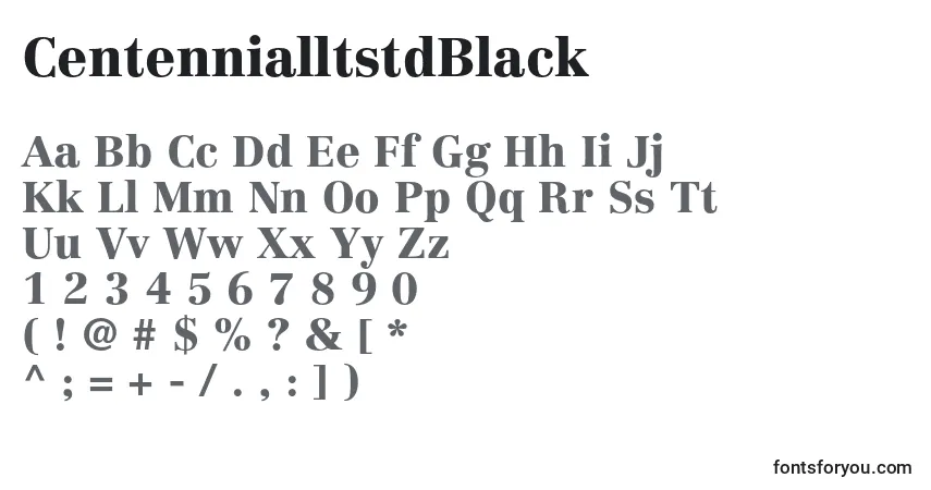 Czcionka CentennialltstdBlack – alfabet, cyfry, specjalne znaki
