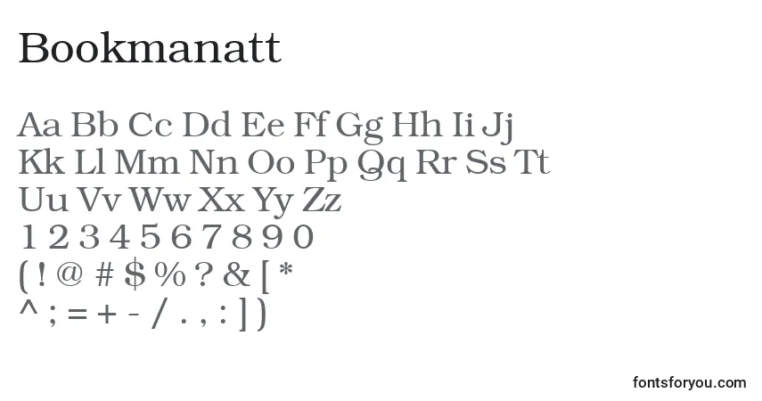 Czcionka Bookmanatt – alfabet, cyfry, specjalne znaki