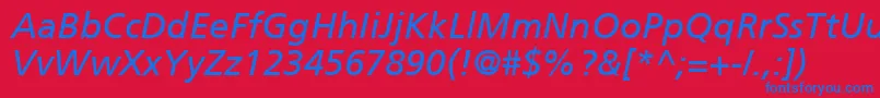 フォントFrutigerCe56Italic – 赤い背景に青い文字