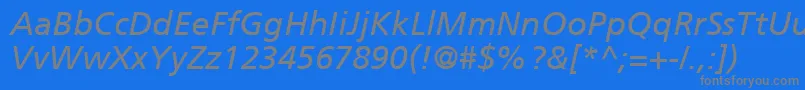 FrutigerCe56Italic Font – Gray Fonts on Blue Background