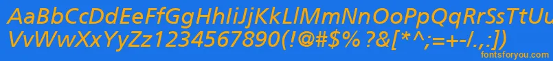 FrutigerCe56Italic Font – Orange Fonts on Blue Background