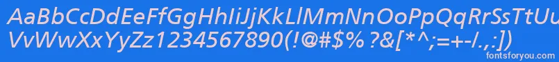 FrutigerCe56Italic Font – Pink Fonts on Blue Background