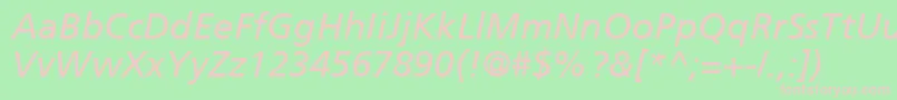 Fonte FrutigerCe56Italic – fontes rosa em um fundo verde