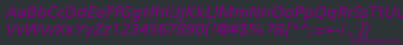 FrutigerCe56Italicフォントについての詳細 フォントFrutigerCe56Italic – 黒い背景に紫のフォント