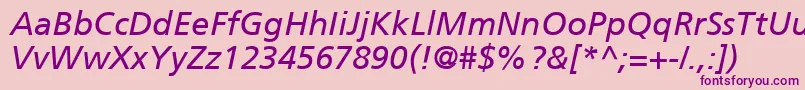 FrutigerCe56Italic Font – Purple Fonts on Pink Background