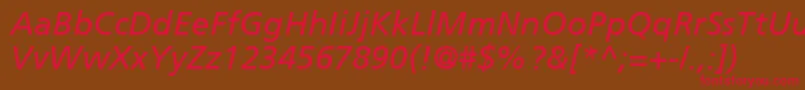 FrutigerCe56Italic Font – Red Fonts on Brown Background