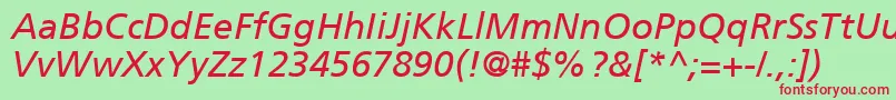 FrutigerCe56Italic Font – Red Fonts on Green Background