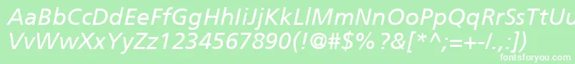 フォントFrutigerCe56Italic – 緑の背景に白い文字