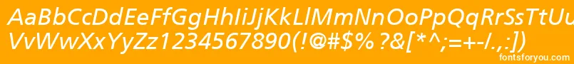 Шрифт FrutigerCe56Italic – белые шрифты на оранжевом фоне