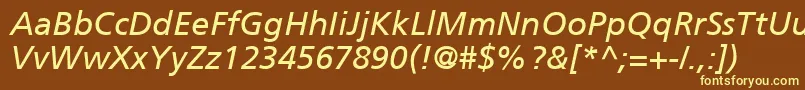 FrutigerCe56Italic Font – Yellow Fonts on Brown Background
