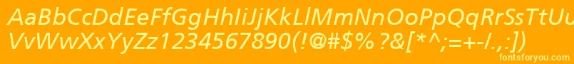 FrutigerCe56Italic Font – Yellow Fonts on Orange Background