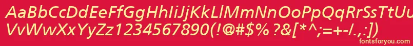 FrutigerCe56Italic Font – Yellow Fonts on Red Background