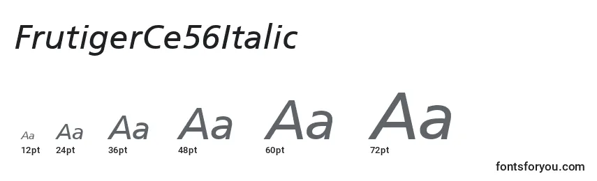 Größen der Schriftart FrutigerCe56Italic