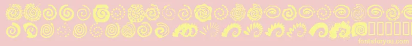 Aleornamentsspiratoll-Schriftart – Gelbe Schriften auf rosa Hintergrund