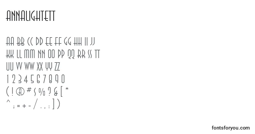 Annalightett Font – alphabet, numbers, special characters