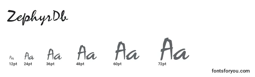Размеры шрифта ZephyrDb