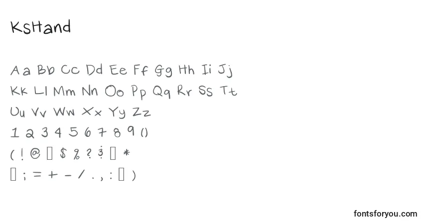 Czcionka KsHand – alfabet, cyfry, specjalne znaki