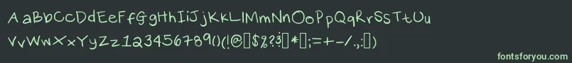 フォントKsHand – 黒い背景に緑の文字