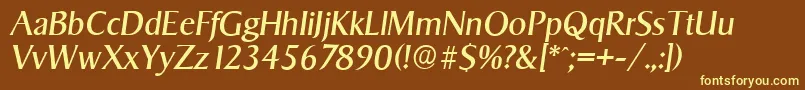 フォントSigvarserialItalic – 黄色のフォント、茶色の背景