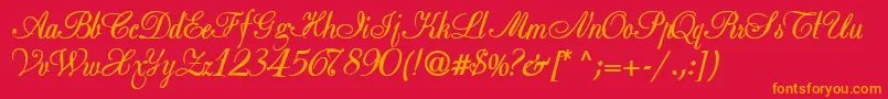 Basicclassa156aBold-Schriftart – Orangefarbene Schriften auf rotem Hintergrund