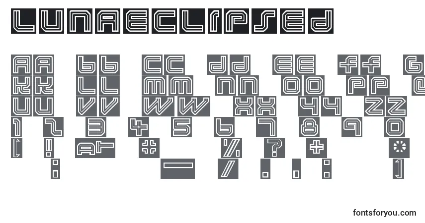 characters of lunaeclipsed font, letter of lunaeclipsed font, alphabet of  lunaeclipsed font