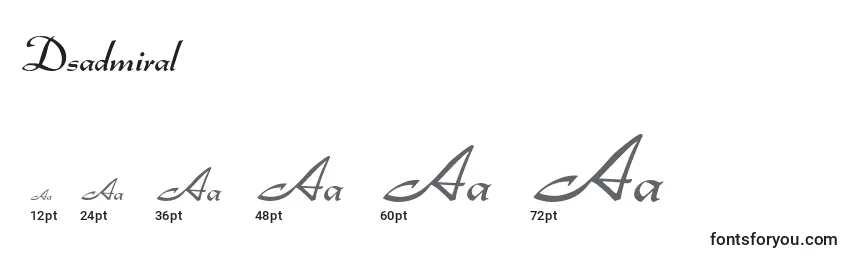 sizes of dsadmiral font, dsadmiral sizes