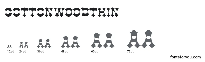 sizes of cottonwoodthin font, cottonwoodthin sizes