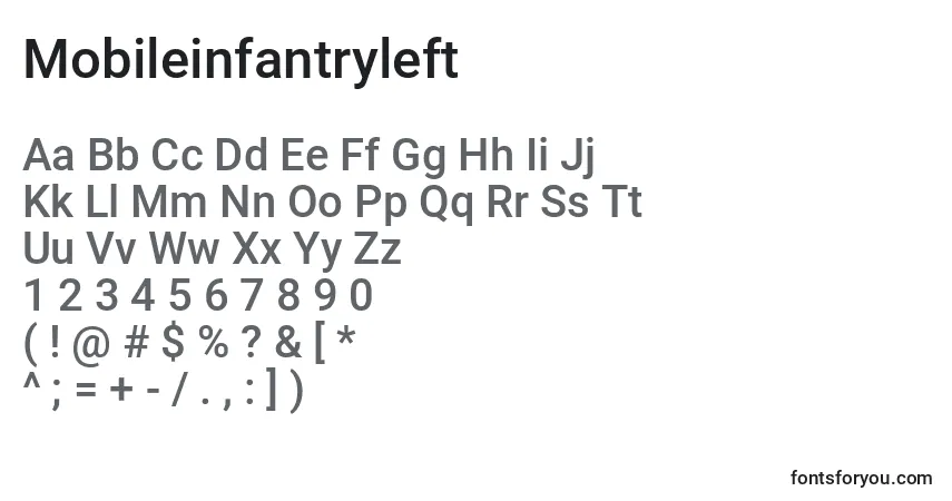 characters of mobileinfantryleft font, letter of mobileinfantryleft font, alphabet of  mobileinfantryleft font
