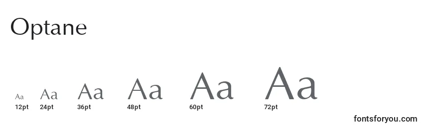 sizes of optane font, optane sizes