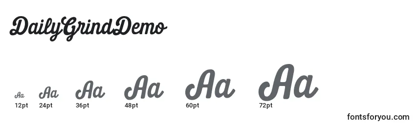 sizes of dailygrinddemo font, dailygrinddemo sizes