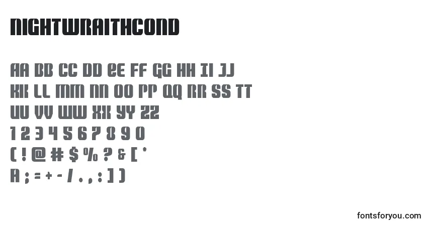 Шрифт Nightwraithcond – алфавит, цифры, специальные символы