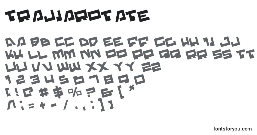 Czcionka TrajiaRotate – alfabet, cyfry, specjalne znaki