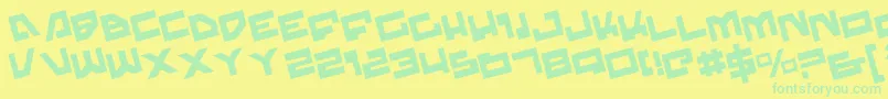 TrajiaRotate Font – Green Fonts on Yellow Background