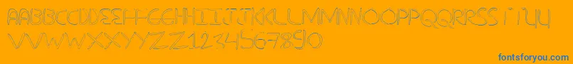 NuevostencilHollow-Schriftart – Blaue Schriften auf orangefarbenem Hintergrund