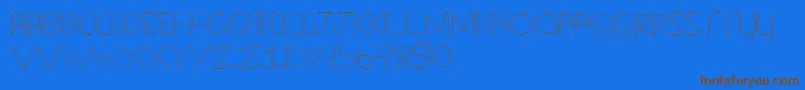 Fonte NuevostencilHollow – fontes marrons em um fundo azul