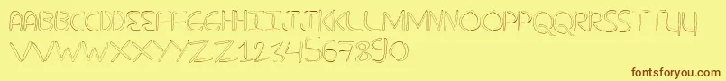 NuevostencilHollow Font – Brown Fonts on Yellow Background