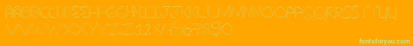 NuevostencilHollow-Schriftart – Grüne Schriften auf orangefarbenem Hintergrund
