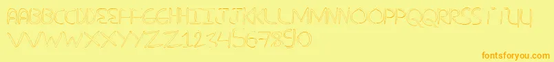 NuevostencilHollow-Schriftart – Orangefarbene Schriften auf gelbem Hintergrund