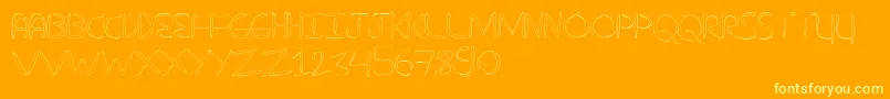 NuevostencilHollow-fontti – keltaiset fontit oranssilla taustalla