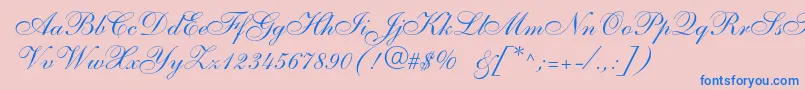 Allegroscript-Schriftart – Blaue Schriften auf rosa Hintergrund